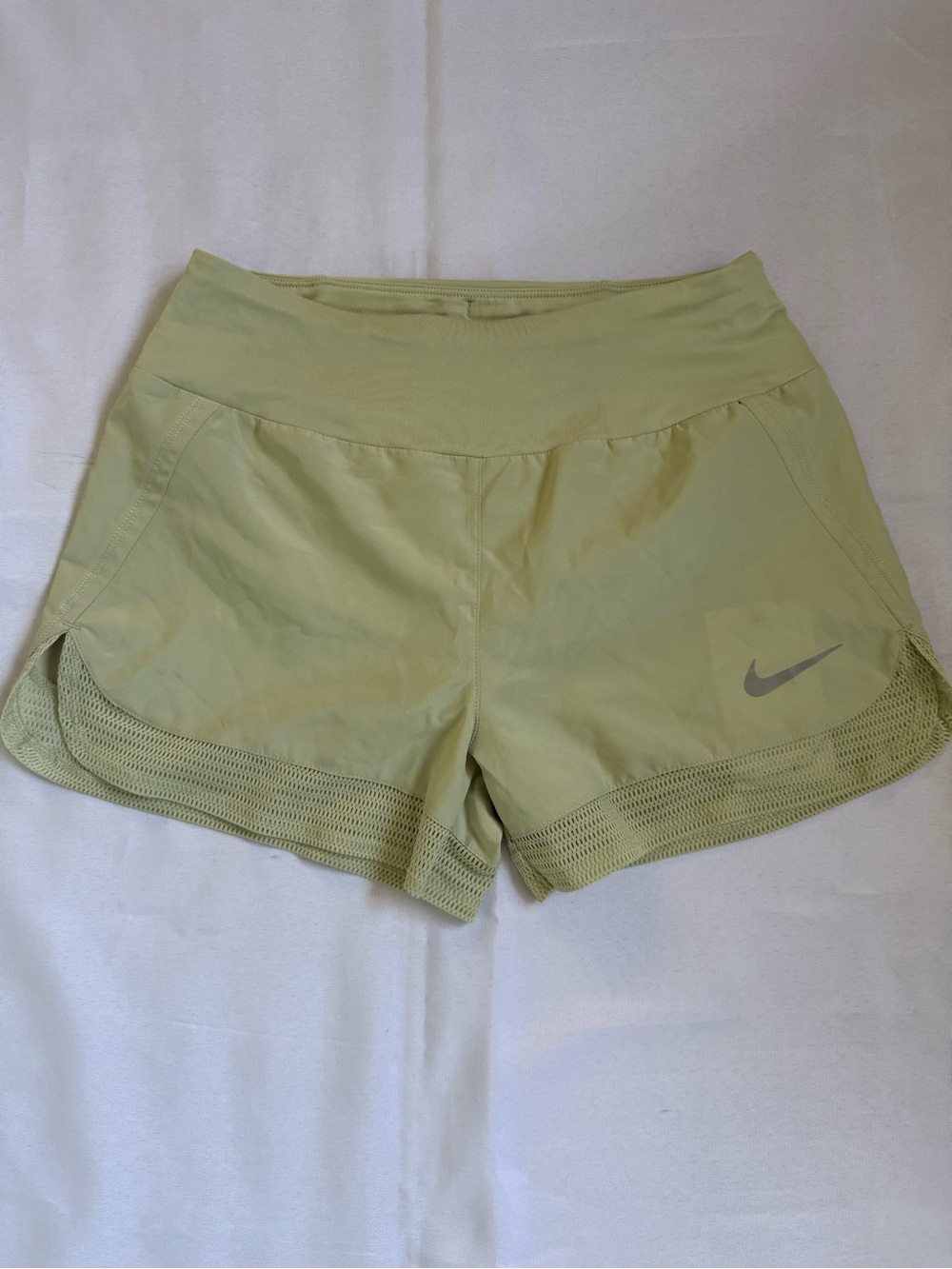 Nike Women’s Light Lime Athletic Shorts with Mesh Trim